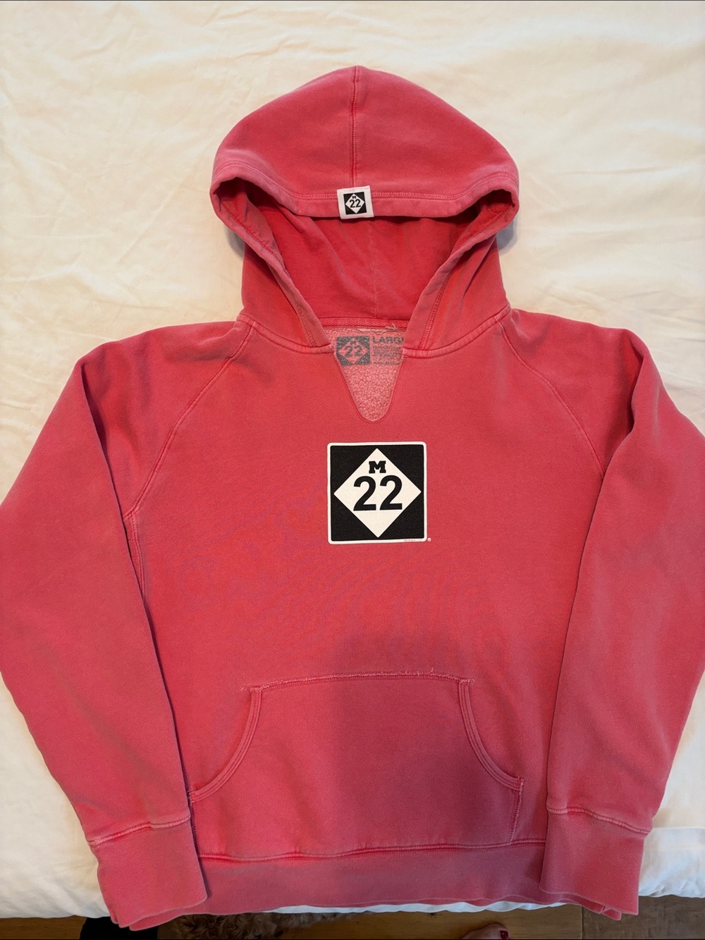 M22 light distressed pink hoodie - Large
